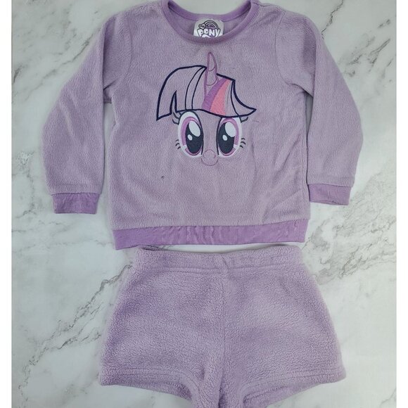 My Little Pony 2 Piece Fleece Pajama Set PJs Purple Long Sleeve Short 2T - Picture 1 of 6